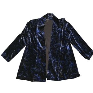 Eileen Fisher Printed Velvet Open Front Cardigan Jacket Shawl Collar Small Blaze
